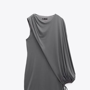 Zara One Shoulder Gray Dress